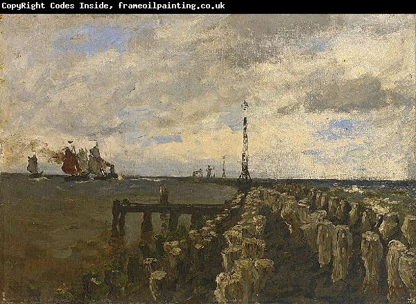 Julius Ludwig Friedrich Runge Nordseelandschaft mit Booten an einem dunstigen Morgen